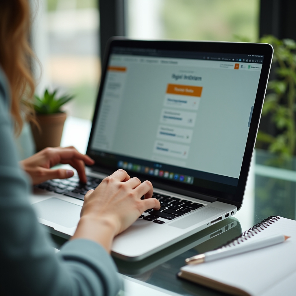 Detailní záběr na notebook s formulářem registrace na webinář